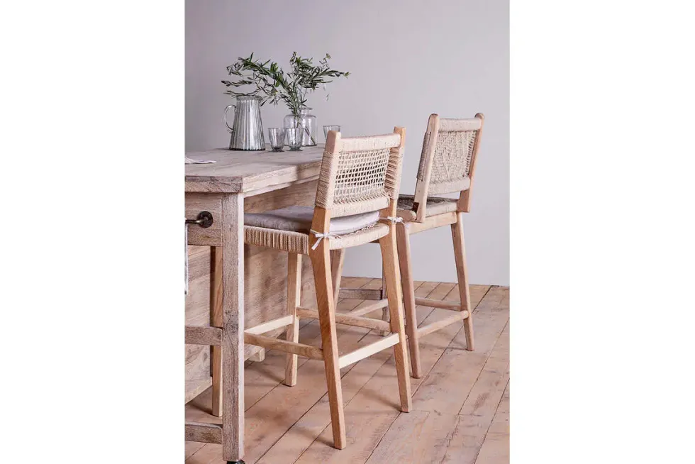 Aamani Mango Wood & Cord Counter Chair - Natural