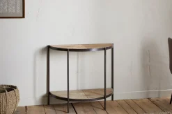 Aasha Mango Wood Half Moon Console Table - Natural