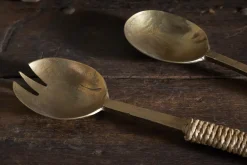 Abani Salad Servers - Antique Brass