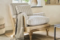Abe Deconstructed Linen Armchair - Stripe - Natural