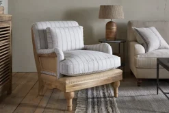 Abe Deconstructed Linen Armchair - Stripe - Natural