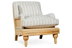 Abe Deconstructed Linen Armchair - Stripe - Natural
