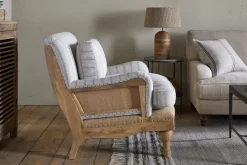 Abe Deconstructed Linen Armchair - Stripe - Natural