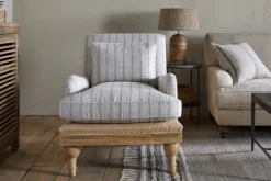 Abe Deconstructed Linen Armchair - Stripe - Natural