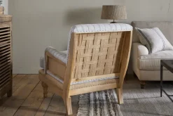 Abe Deconstructed Linen Armchair - Stripe - Natural