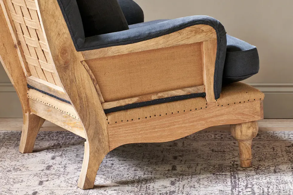Abe Deconstructed Linen Armchair - Charcoal