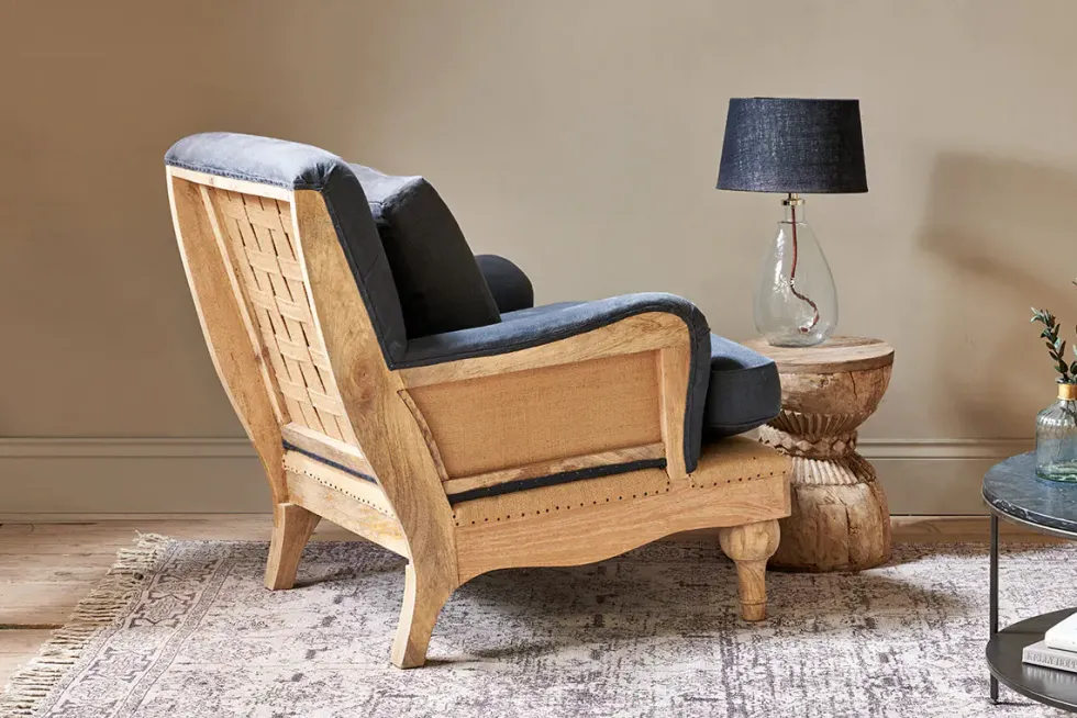 Abe Deconstructed Linen Armchair - Charcoal
