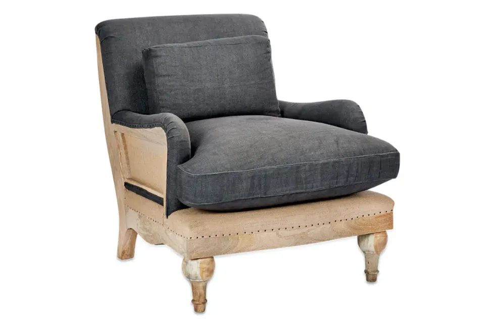 Abe Deconstructed Linen Armchair - Charcoal