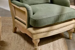 Abe Deconstructed Linen Armchair - Olive
