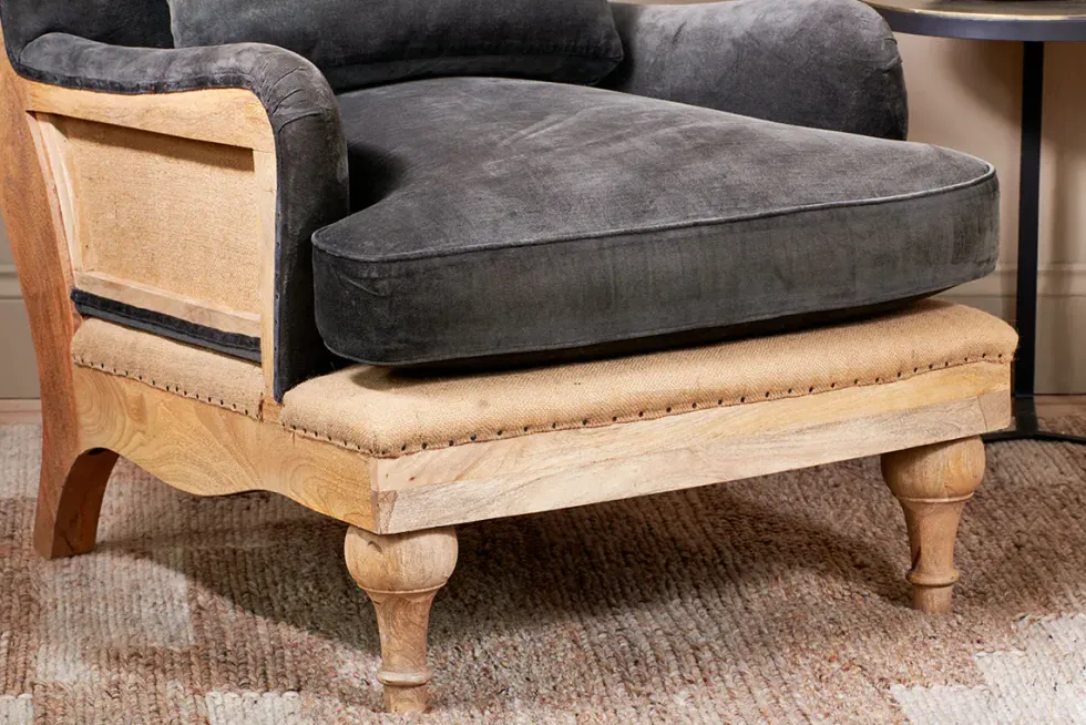 Abe Deconstructed Velvet Armchair - Moss