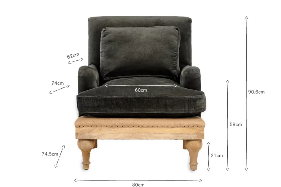 Abe Deconstructed Velvet Armchair - Moss