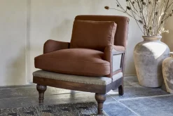 Abe Linen Deconstructed Armchair - Rust