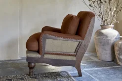 Abe Linen Deconstructed Armchair - Rust