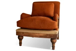 Abe Linen Deconstructed Armchair - Rust
