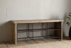 Abha Reclaimed Wood & Iron Storage Bench - Natural