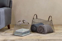 Adah Iron Baskets - Brown (Set of 2)