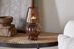 Adesola Glass Tealight Holder Lamp - Amber