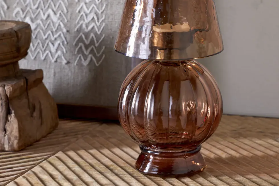 Adesola Glass Tealight Holder Lamp - Amber
