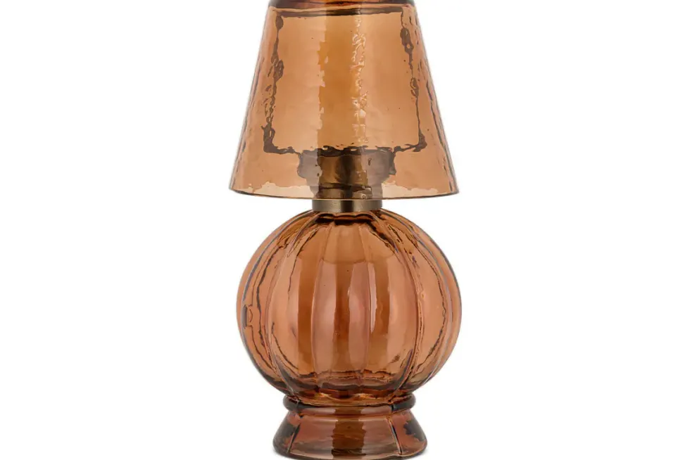 Adesola Glass Tealight Holder Lamp - Amber