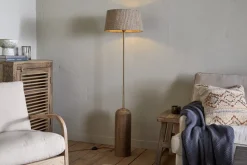 Agua Grooved Floor Lamp Base - Natural