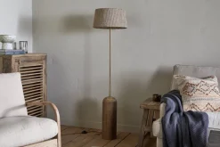 Agua Grooved Floor Lamp Base - Natural