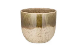 Almeida Reactive Glaze Plant Pot - Olive & Natural