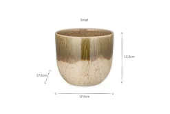 Almeida Reactive Glaze Plant Pot - Olive & Natural