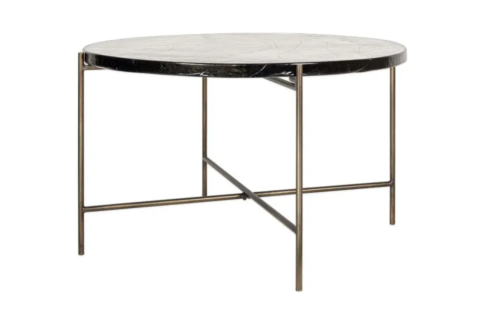 Aluva Glass Coffee Table - Clear & Antique Brass