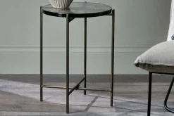 Aluva Glass Side Table - Clear & Antique Brass