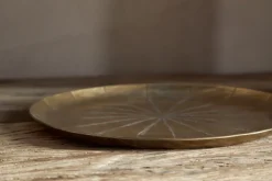 Amai Etched Round Tray - Brass