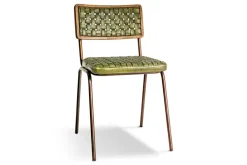 Amala Leather Weave & Iron Dining Chair - Rich Green