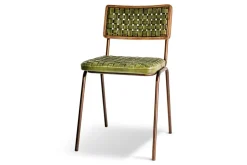 Amala Leather Weave & Iron Dining Chair - Rich Green