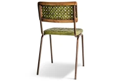 Amala Leather Weave & Iron Dining Chair - Rich Green