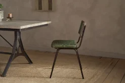 Amala Leather Weave & Iron Dining Chair - Rich Green