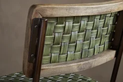 Amala Leather Weave & Iron Dining Chair - Rich Green