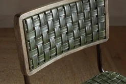Amala Leather Weave & Iron Dining Chair - Rich Green