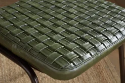 Amala Leather Weave & Iron Dining Chair - Rich Green