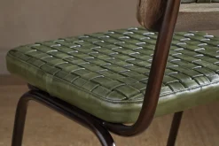 Amala Leather Weave & Iron Dining Chair - Rich Green