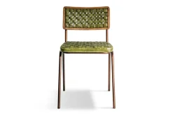Amala Leather Weave & Iron Dining Chair - Rich Green