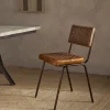 Amala Leather Weave & Iron Dining Chair - Aged Tan