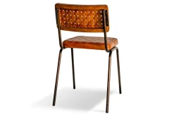Amala Leather Weave & Iron Dining Chair - Aged Tan