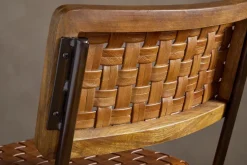 Amala Leather Weave & Iron Dining Chair - Aged Tan