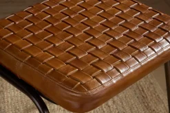 Amala Leather Weave & Iron Dining Chair - Aged Tan