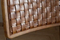 Amala Leather Weave & Iron Dining Chair - Aged Tan