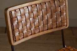 Amala Leather Weave & Iron Dining Chair - Aged Tan