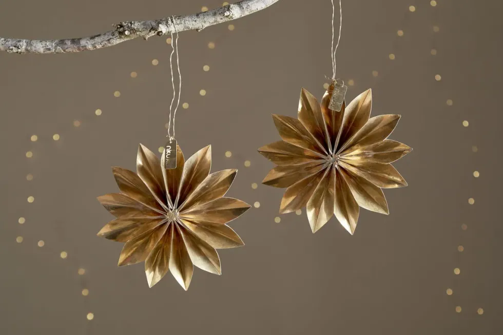 Amata Brass Star Baubles - Antique Brass - (Set of 2)