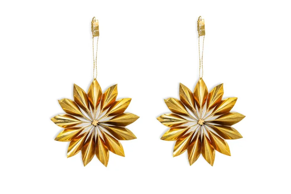 Amata Brass Star Baubles - Antique Brass - (Set of 2)