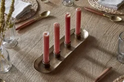 Amita Long Candle Holder - Antique Brass