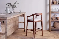 Anbu Acacia Upholstered Counter Chair - Washed Walnut