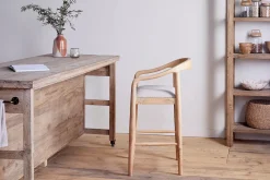 Anbu Mango Wood Upholstered Counter Chair - Natural
